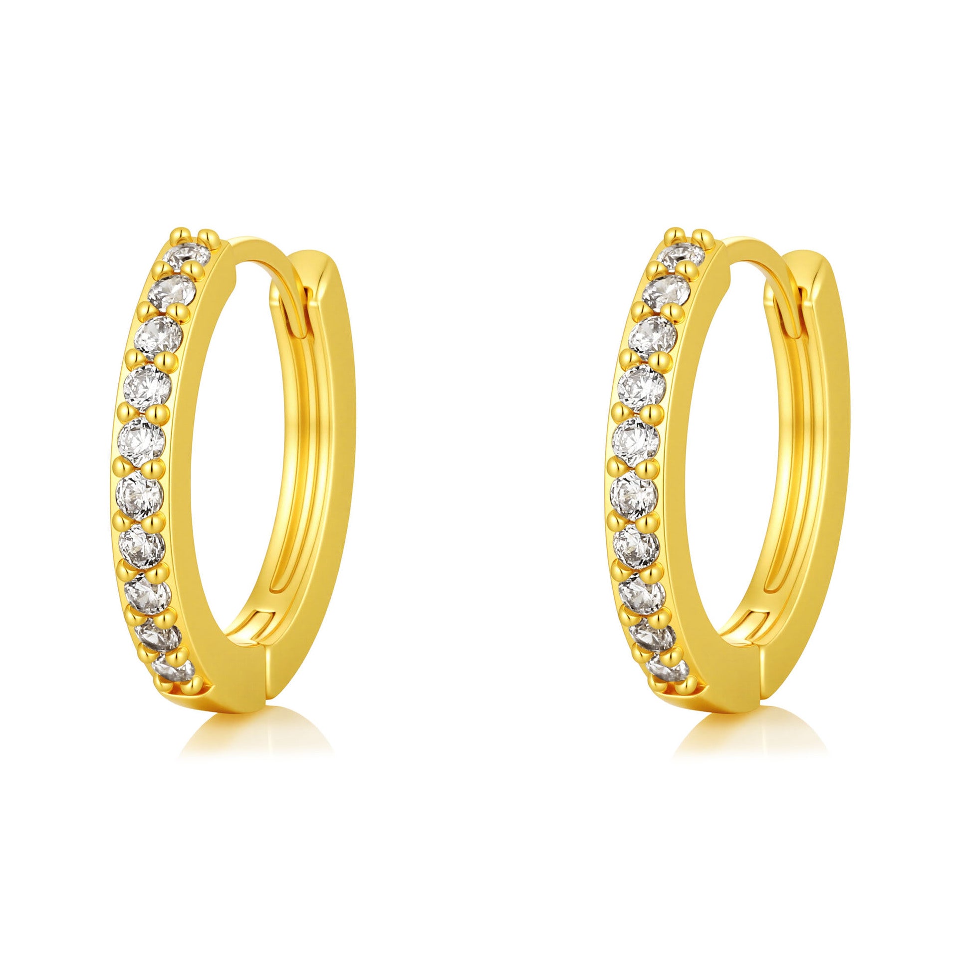New Exquisite Gold Plated Swing Drop Rhinestone Oval Hoop Sterling Earrings Pair