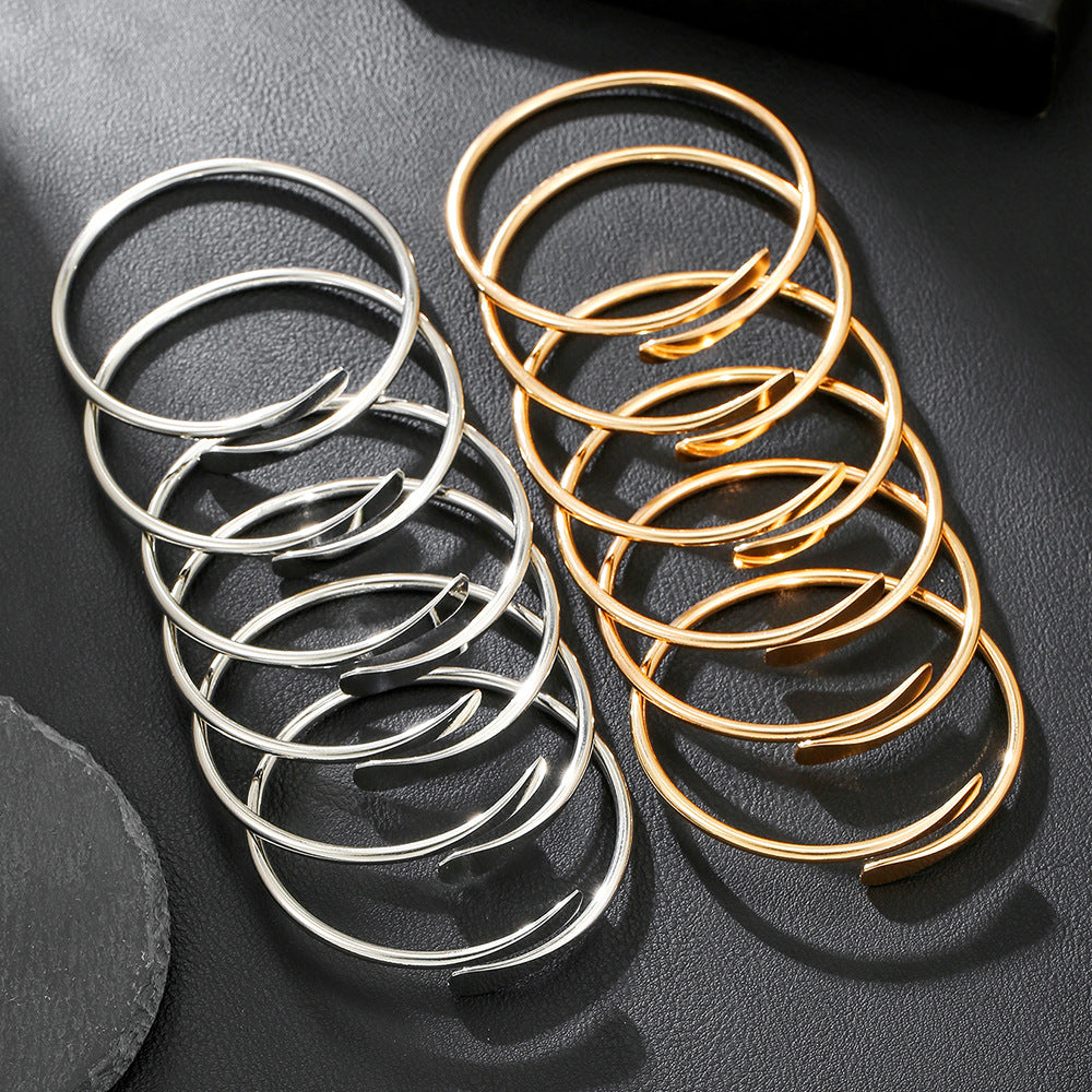 Handmade Adjustable Sterling Silver Twisted Solid Bangles Bracelet Set Of 8 Pcs