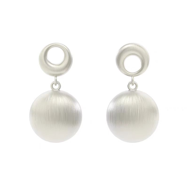 Handmade Spherical Brushed Ball Earrings