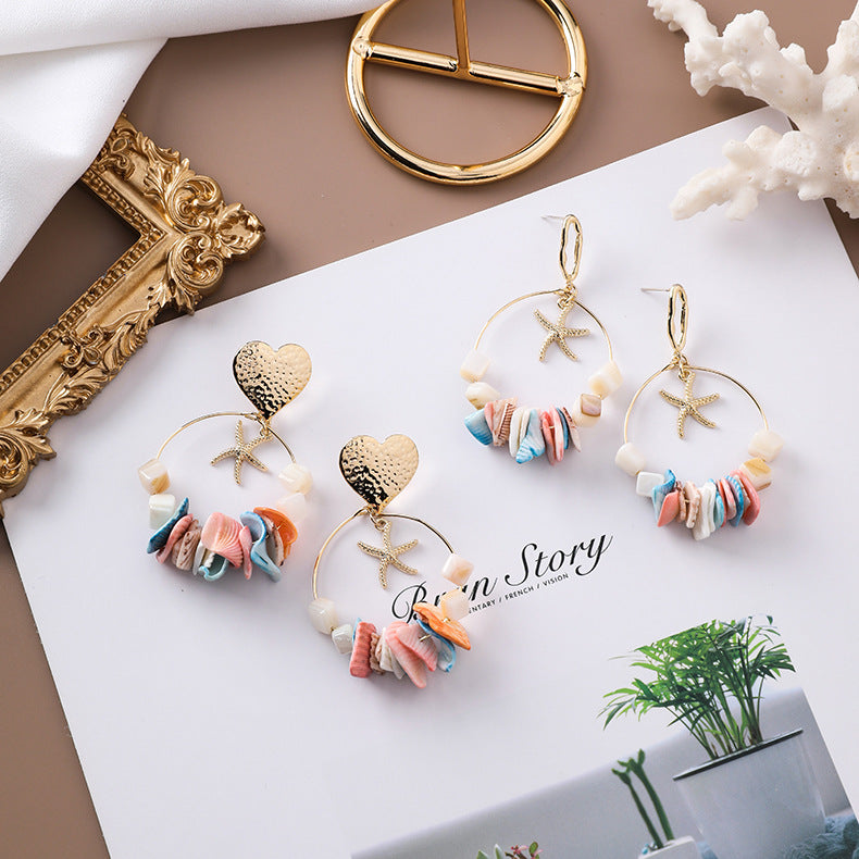 Sea Shells Geometric Handmade String Earrings