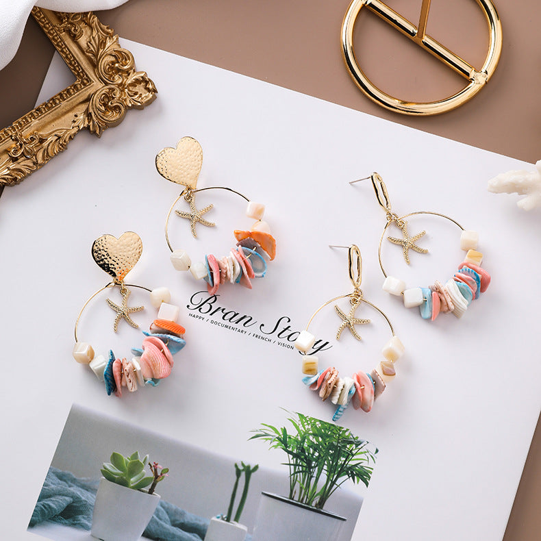 Sea Shells Geometric Handmade String Earrings