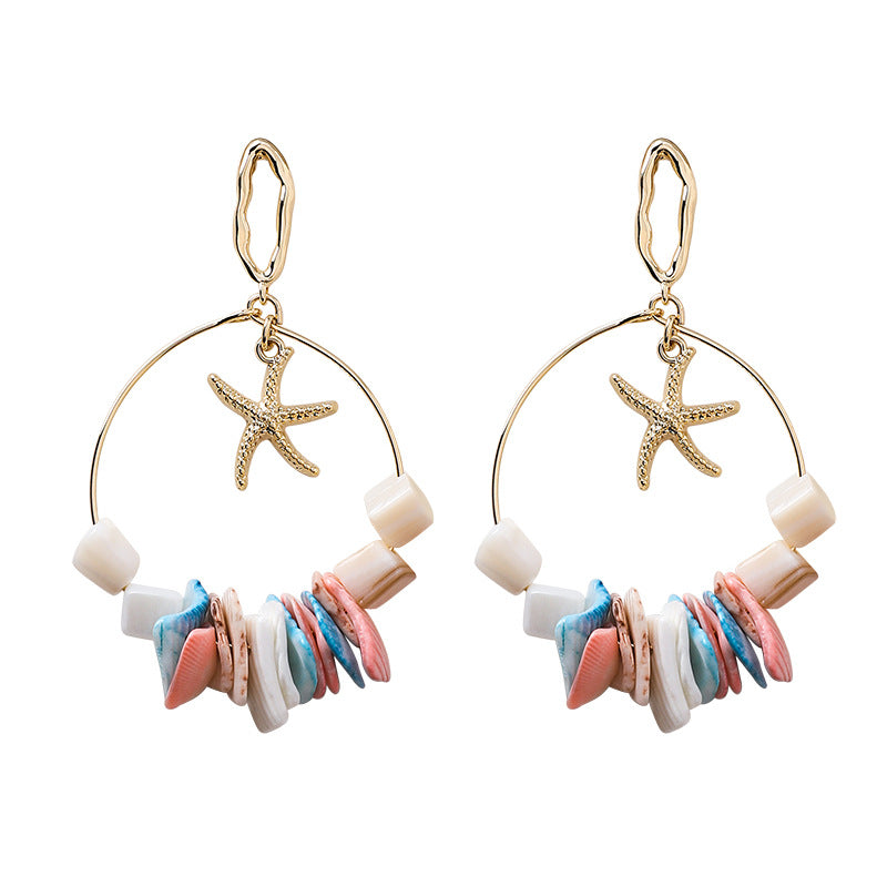 Sea Shells Geometric Handmade String Earrings