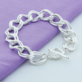 925 Sterling Silver Smooth Matte Double Twist Chain Charm Bracelet