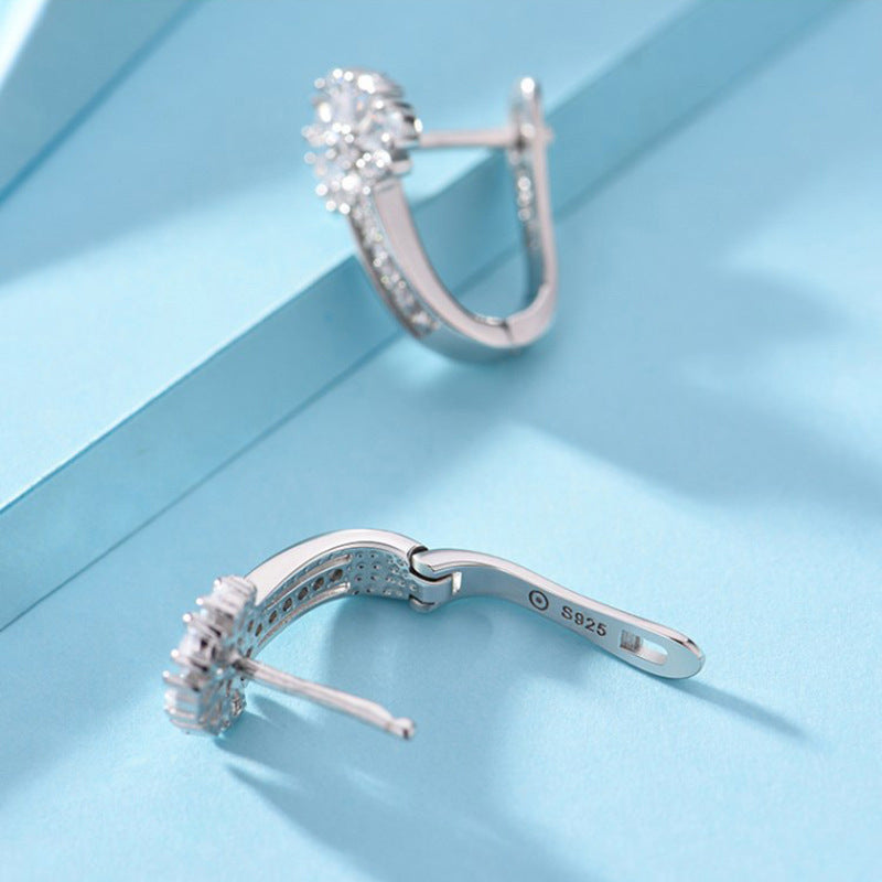 Exquisite Luxury Elegant Stud Gold Plating Sterling 925 Charm Hoop Fairy Earrings Pair