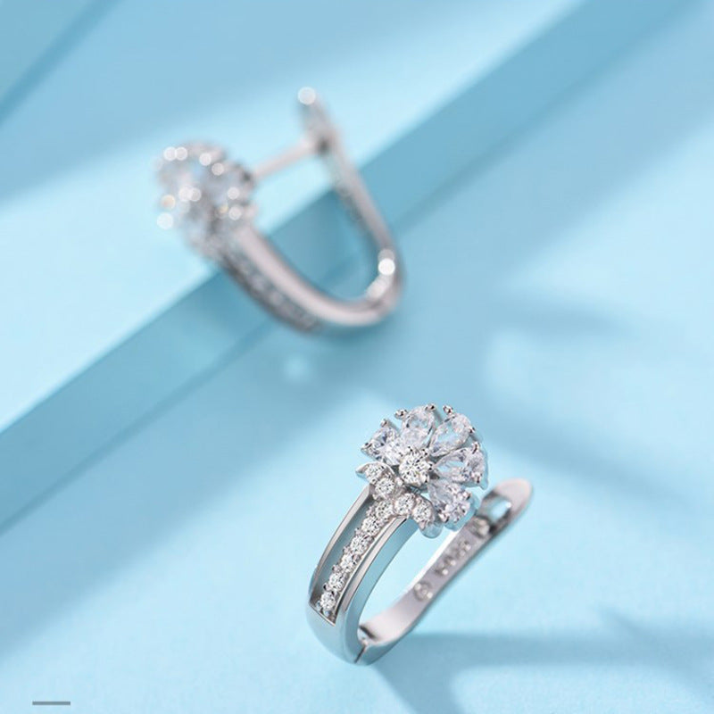 Exquisite Luxury Elegant Stud Gold Plating Sterling 925 Charm Hoop Fairy Earrings Pair