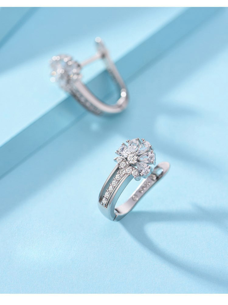 Exquisite Luxury Elegant Stud Gold Plating Sterling 925 Charm Hoop Fairy Earrings Pair