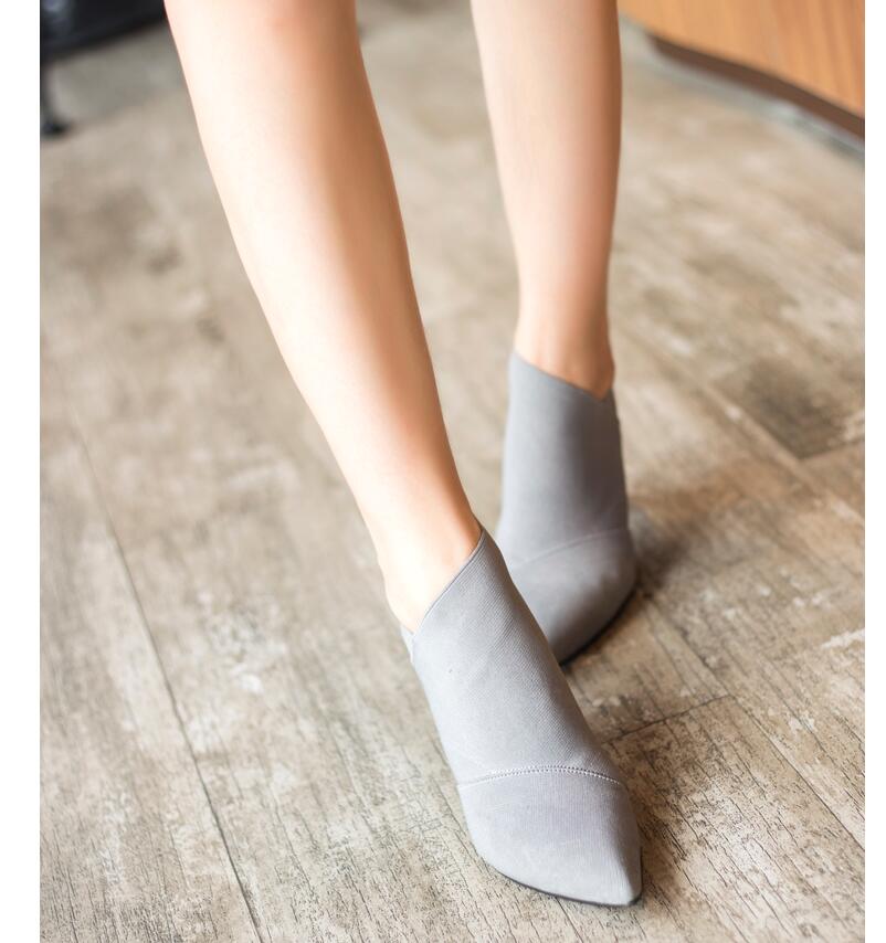 English Elegant Retro Slip-On Retro Ankle Stiletto Thin High Heel Pointed Toe Short Boot