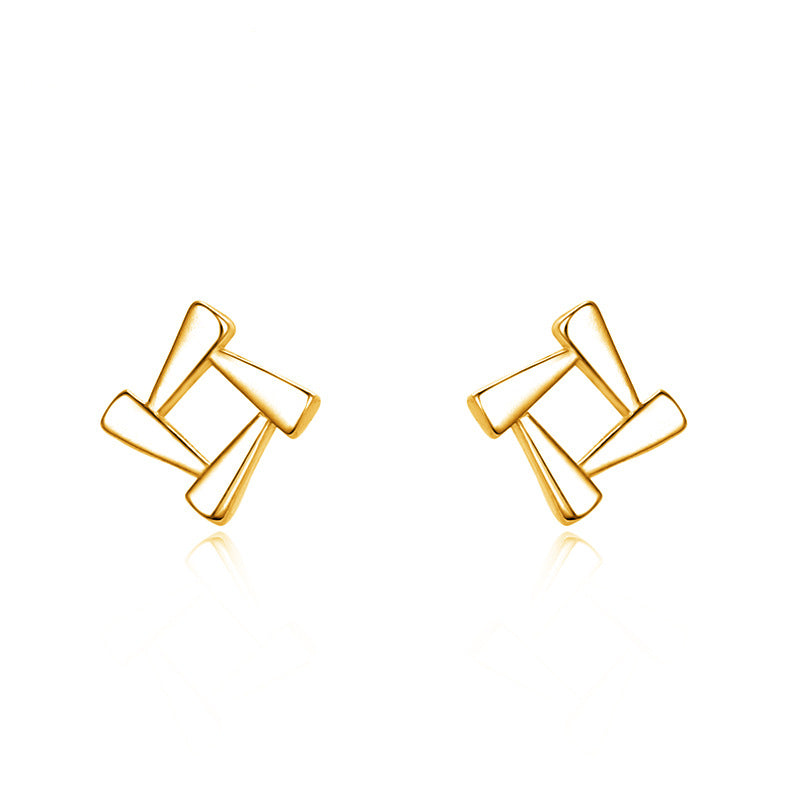 Elegant Retro Premium 925 Sterling Quadrilateral Rotating Stud Earrings