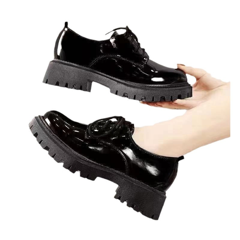 British DM Style Platform Loafers Chunky Retro Goth Oxford Flat Round Head Shoes