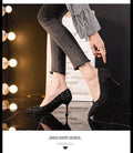 French Style Small Stiletto High Heel Round Head  Slip-on Shoes