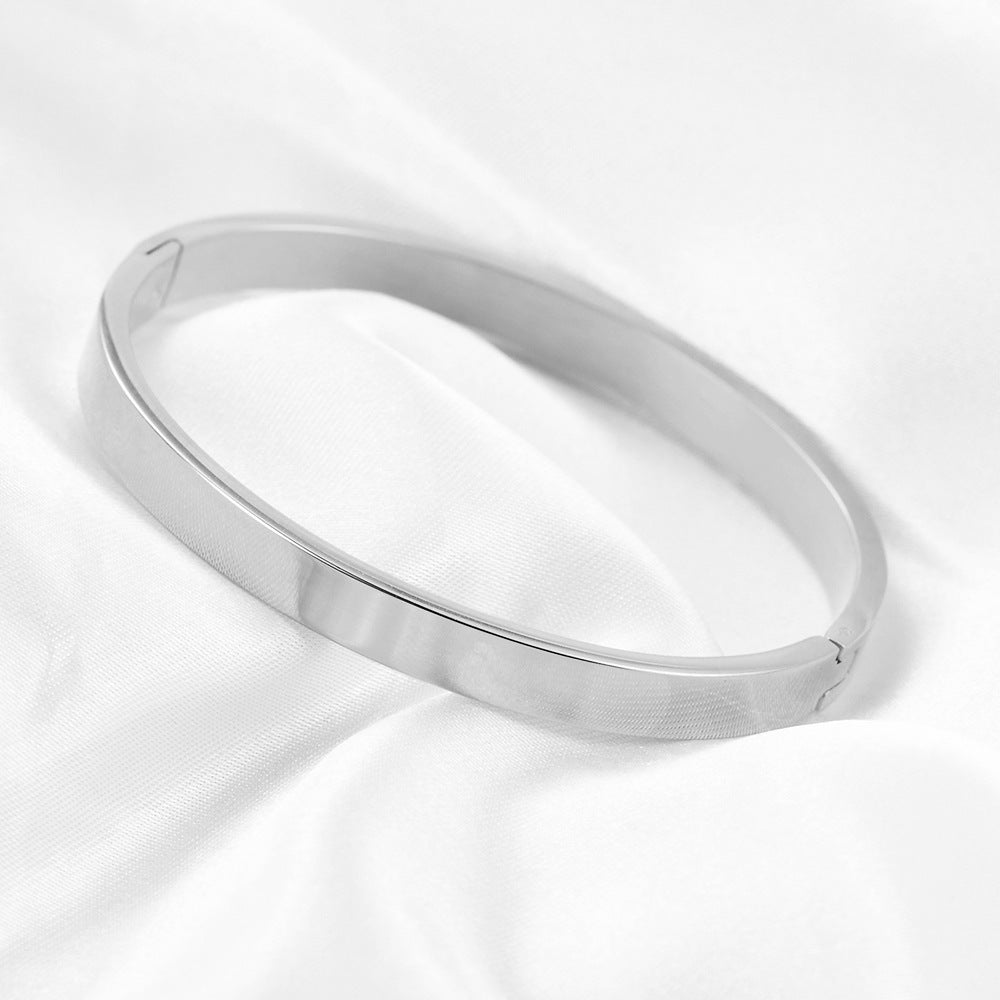 Premium 6mm High Polish Stainless Steel 304 Glossy Snap On Jewel Wristband Bracelet