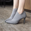 English Elegant Retro Slip-On Retro Ankle Stiletto Thin High Heel Pointed Toe Short Boot