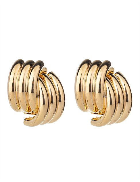 Elegant Exquisite Retro Two Tone  Gold Wind Leaf Sterling Stud Drop Earrings