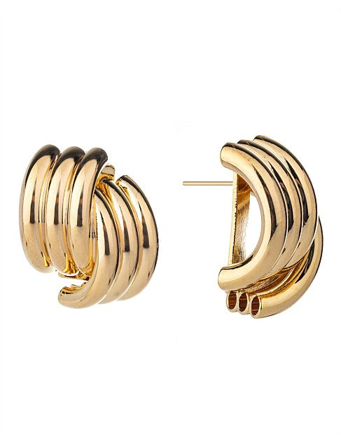 Elegant Exquisite Retro Two Tone  Gold Wind Leaf Sterling Stud Drop Earrings