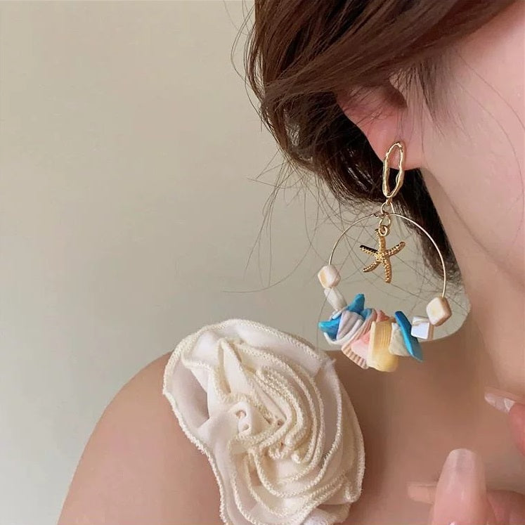 Sea Shells Geometric Handmade String Earrings