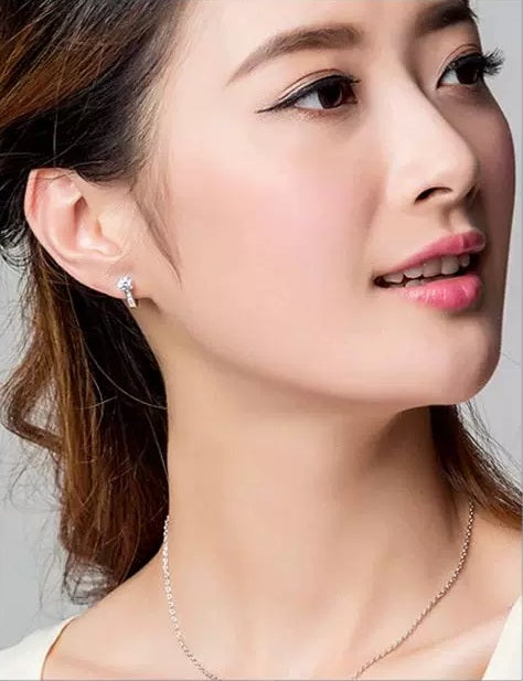 Exquisite Luxury Elegant Stud Gold Plating Sterling 925 Charm Hoop Fairy Earrings Pair