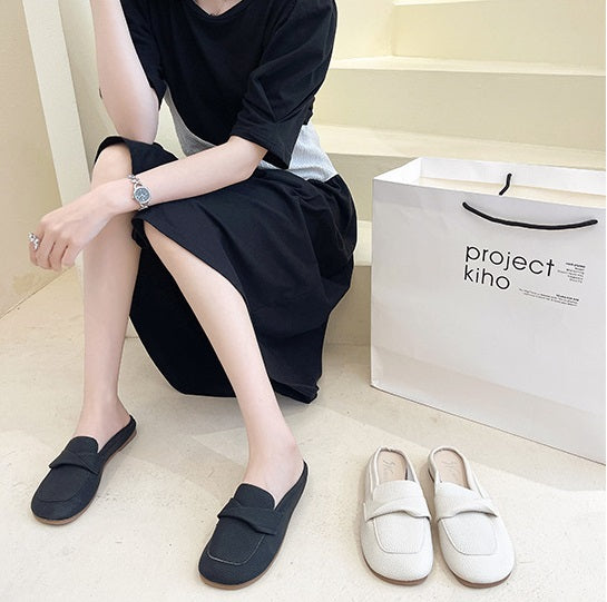 Casual Closed Toe Loafers Half Slippers Sandals
