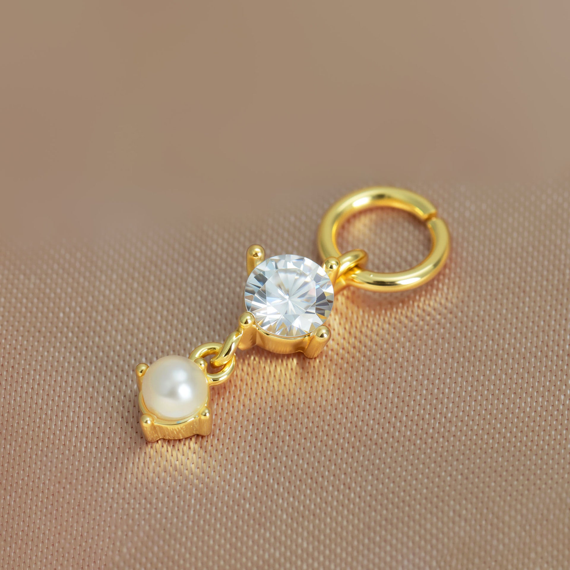 New Exquisite Gold Plated Swing Drop Rhinestone Oval Hoop Sterling Earrings Pair