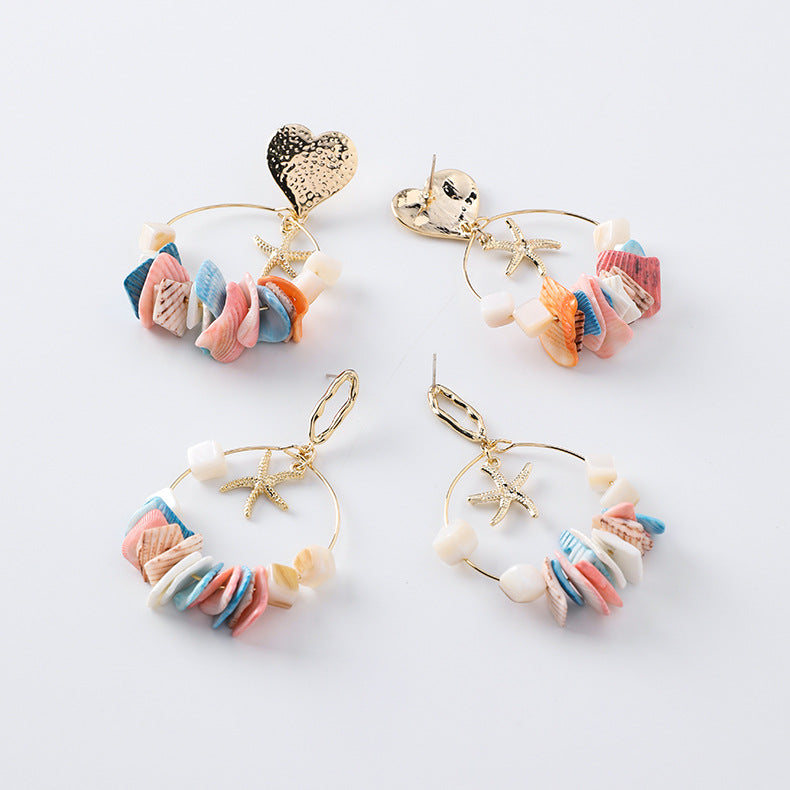 Sea Shells Geometric Handmade String Earrings