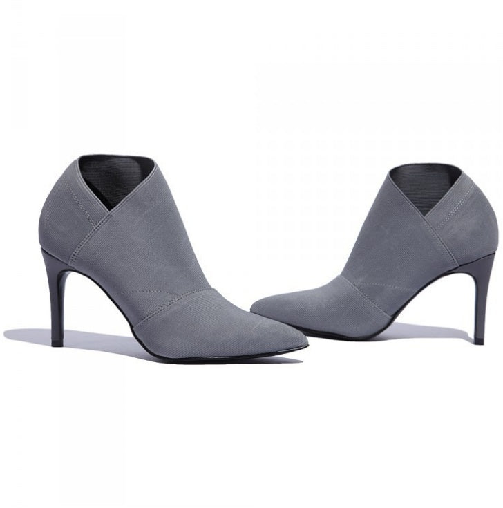 English Elegant Retro Slip-On Retro Ankle Stiletto Thin High Heel Pointed Toe Short Boot