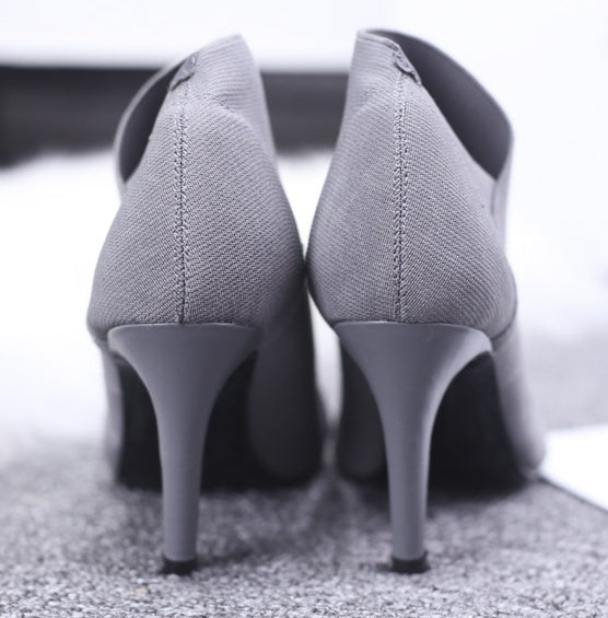 English Elegant Retro Slip-On Retro Ankle Stiletto Thin High Heel Pointed Toe Short Boot