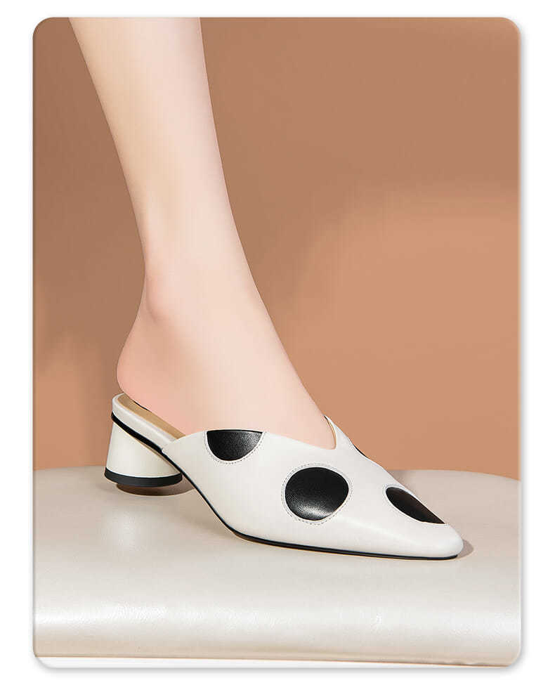 NYC US Style Square Head Thick Heel Sandals Slip On Slippers
