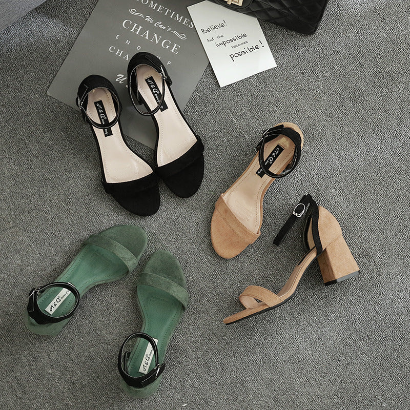 Korean Style High Heel Hollowed Out Sandals Shoes