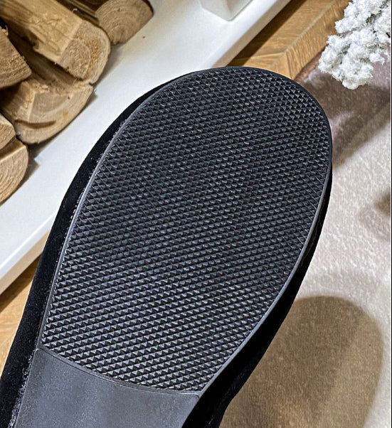 Retro Velvet Warm Cotton Round Head Slip On Slippers Shoes