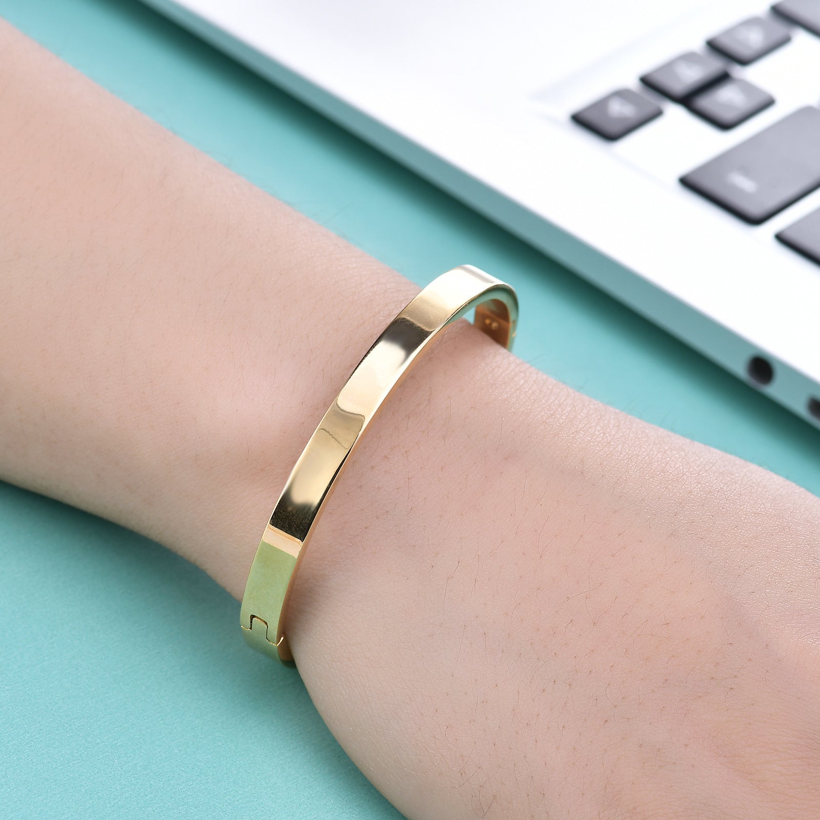Premium 6mm High Polish Stainless Steel 304 Glossy Snap On Jewel Wristband Bracelet