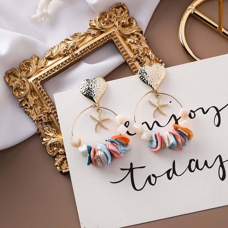Sea Shells Geometric Handmade String Earrings