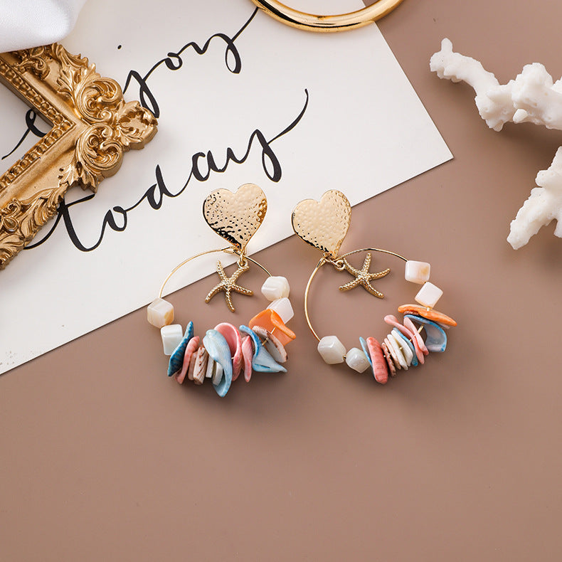 Sea Shells Geometric Handmade String Earrings