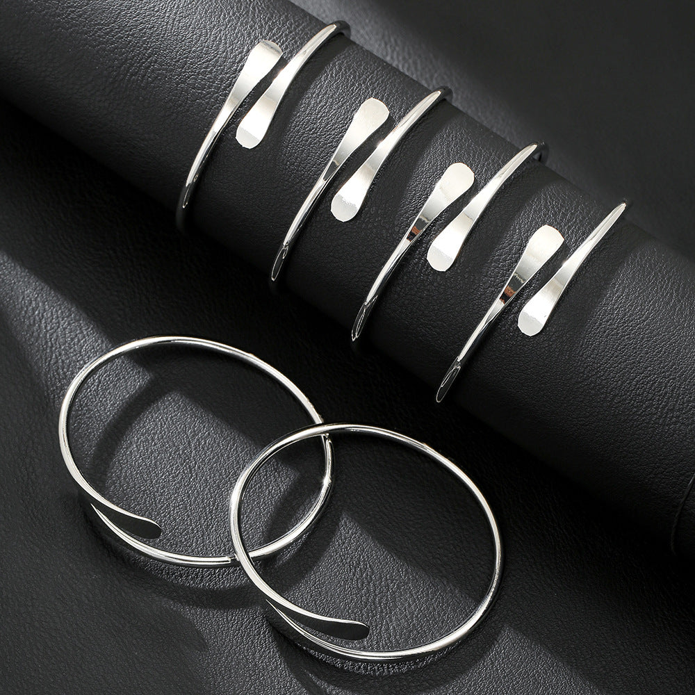 Handmade Adjustable Sterling Silver Twisted Solid Bangles Bracelet Set Of 8 Pcs