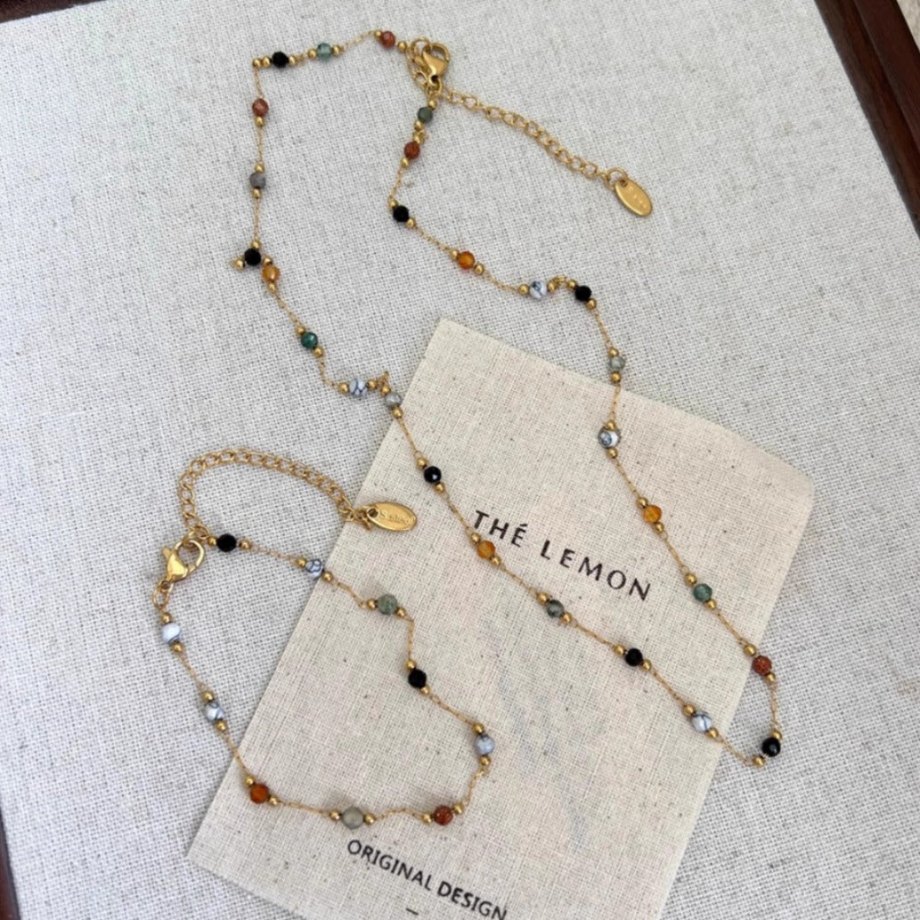 Natural Stone Handmade Collarbone Necklace Set