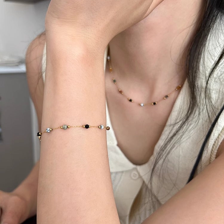 Natural Stone Handmade Collarbone Necklace Set