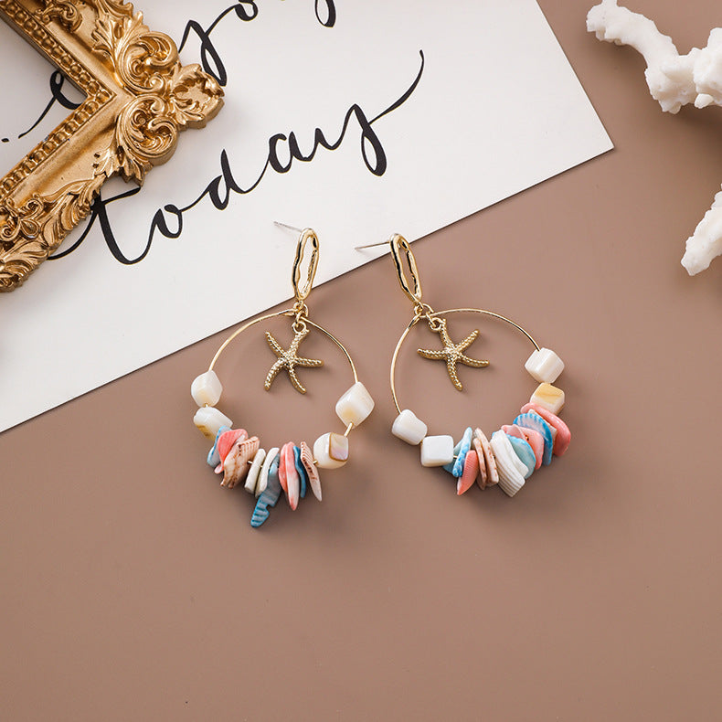 Sea Shells Geometric Handmade String Earrings