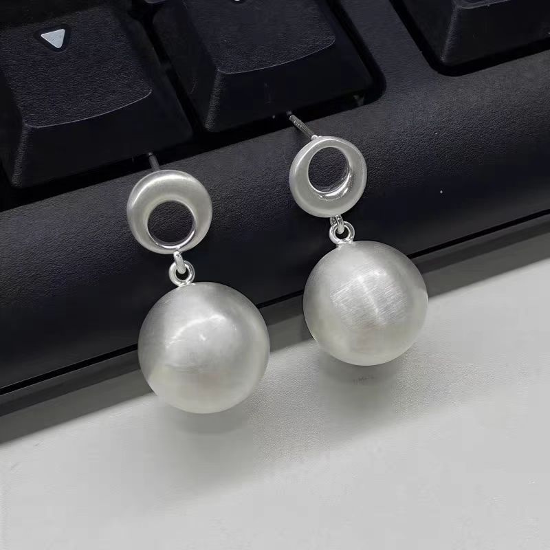 Handmade Spherical Brushed Ball Earrings