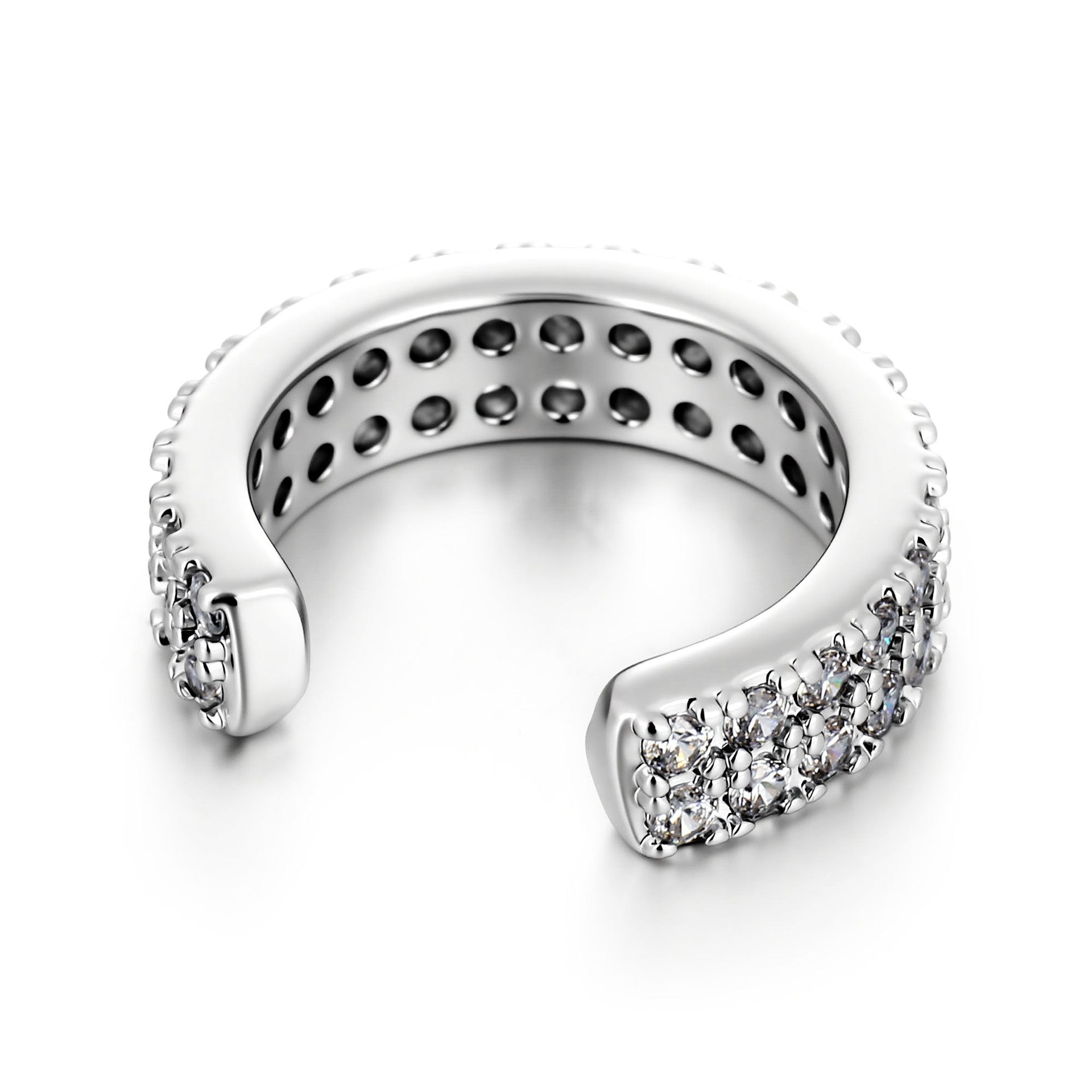 Rhinestone Sterling Hoop Cluster 2 Styles 1 Side 1 Pcs Clip-On Non-pierced Ear