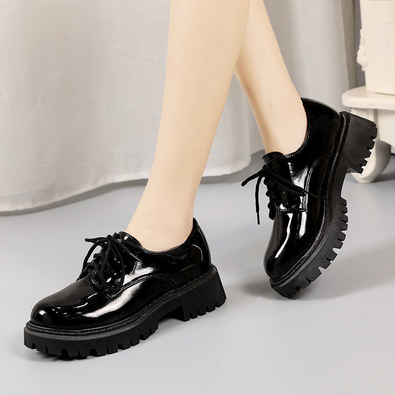 British DM Style Platform Loafers Chunky Retro Goth Oxford Flat Round Head Shoes