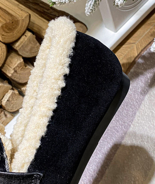 Retro Velvet Warm Cotton Round Head Slip On Slippers Shoes