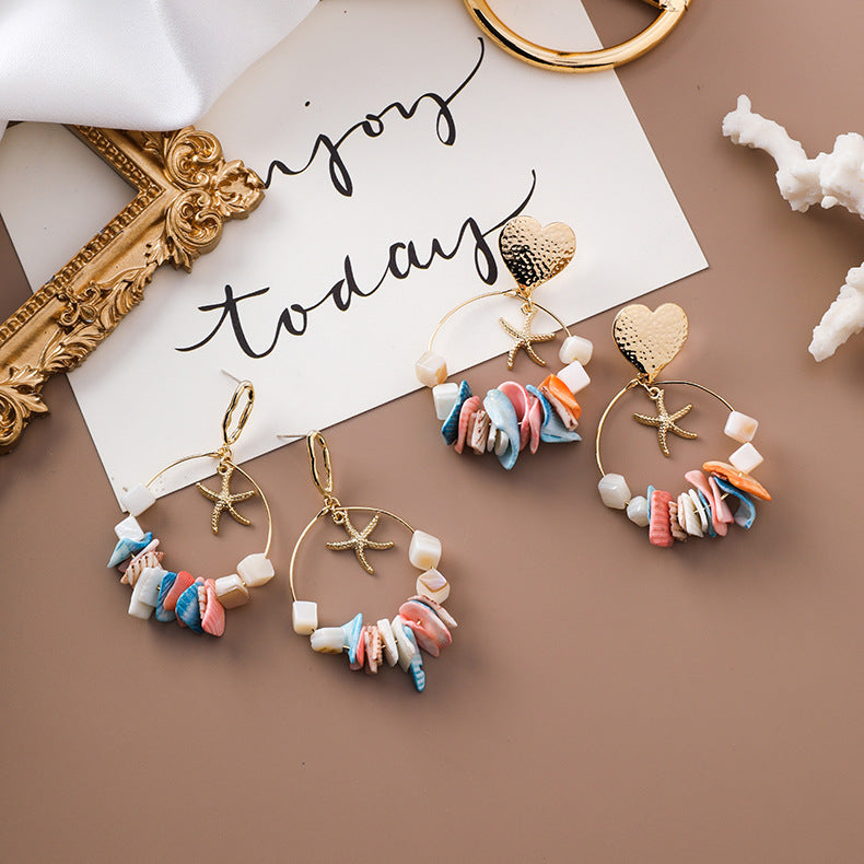 Sea Shells Geometric Handmade String Earrings