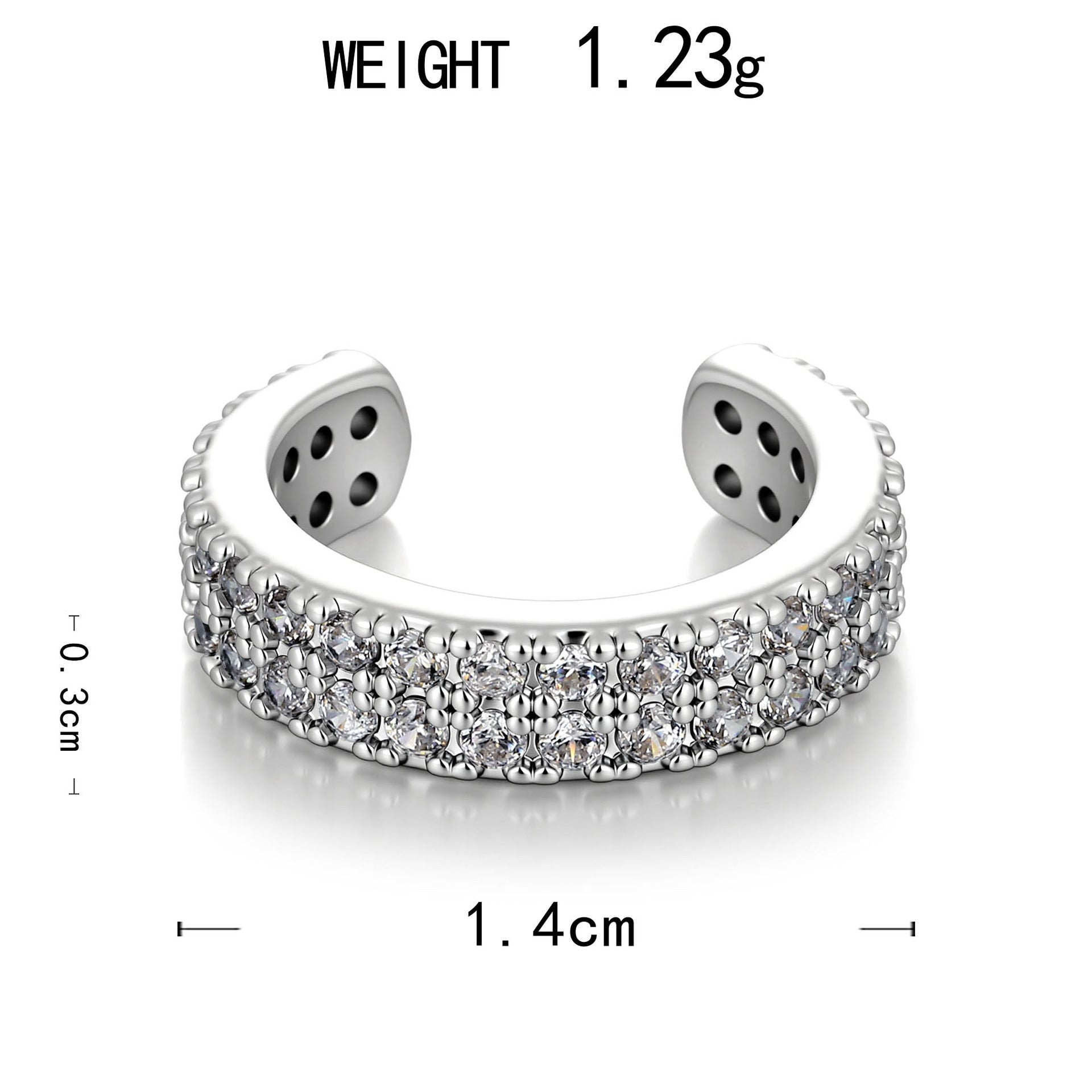 Rhinestone Sterling Hoop Cluster 2 Styles 1 Side 1 Pcs Clip-On Non-pierced Ear