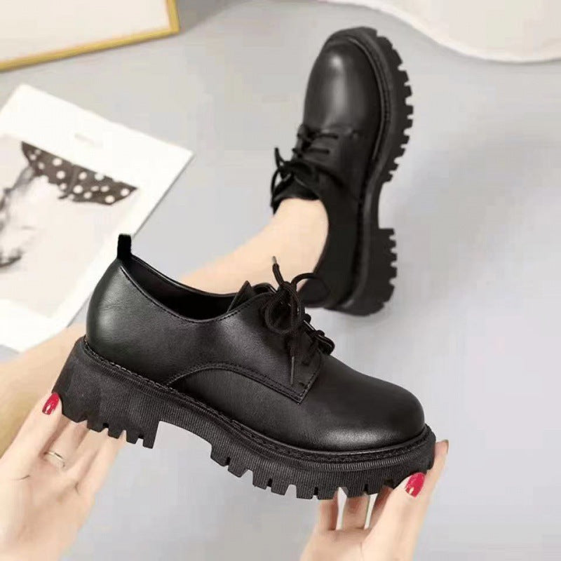 British DM Style Platform Loafers Chunky Retro Goth Oxford Flat Round Head Shoes