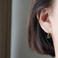 Handmade Emerald Water Drop Zircon 925 Silver 14K Gold Earrings