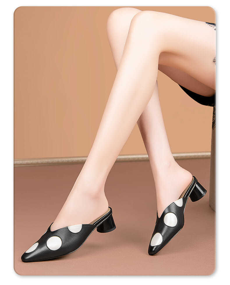 NYC US Style Square Head Thick Heel Sandals Slip On Slippers