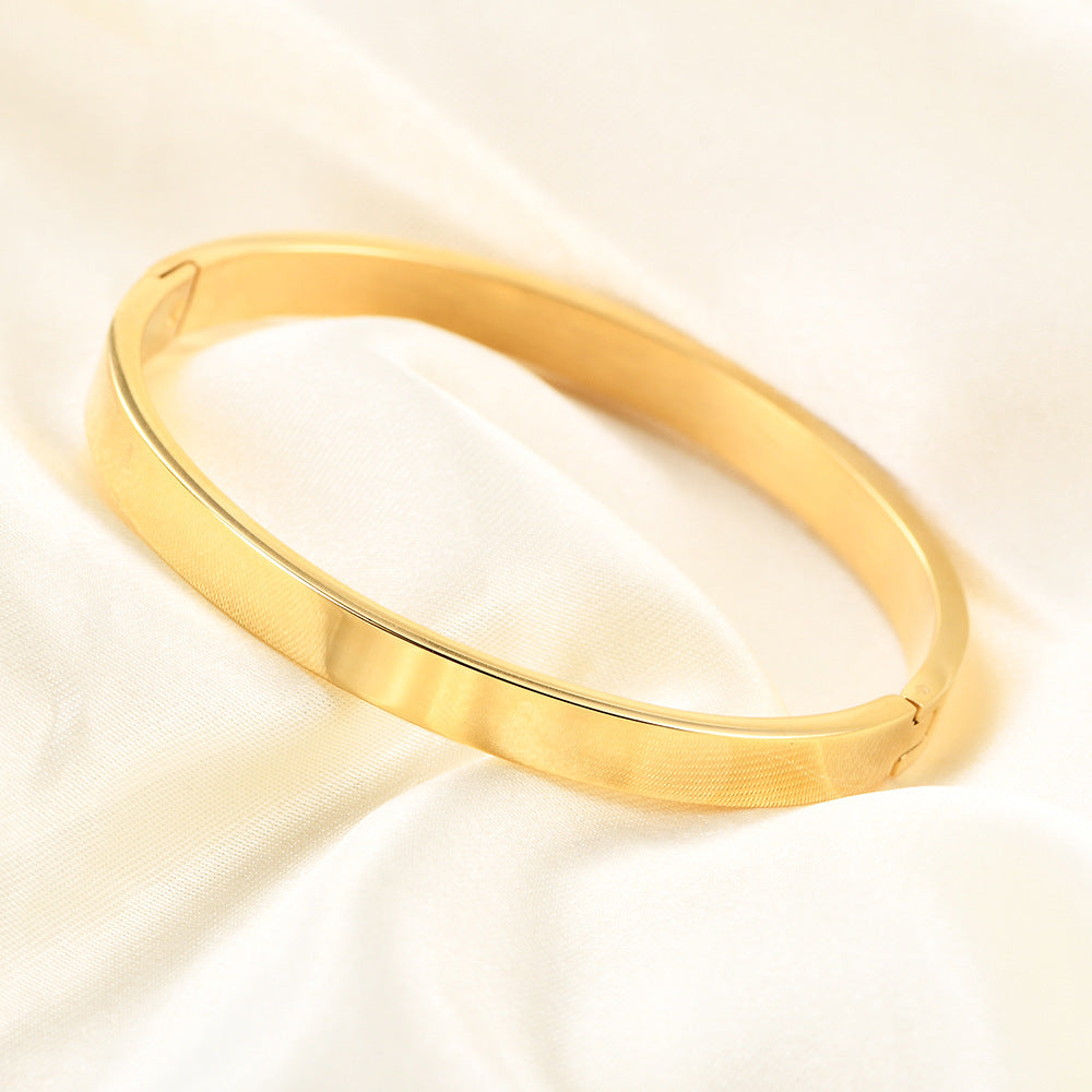 Premium 6mm High Polish Stainless Steel 304 Glossy Snap On Jewel Wristband Bracelet