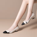 French Style Shallow Mouth Mid-heel Pointed Thick Heel Shoes