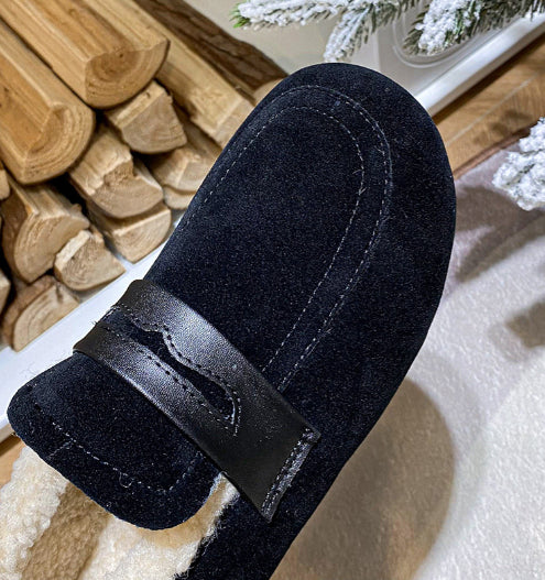 Retro Velvet Warm Cotton Round Head Slip On Slippers Shoes