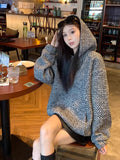 American Retro Woman Casual Streetwear Long Sleeve Loose Hoodies Pullovers