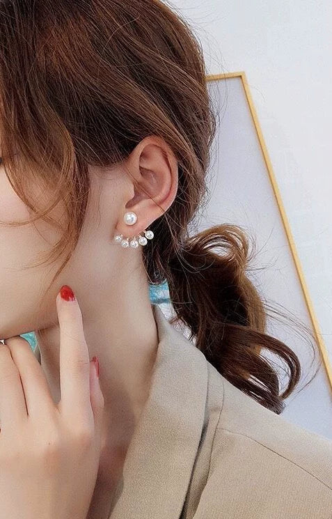 Elegant 925 Sterling Imitation Pearl Drop Shaped Stud Pin Earrings