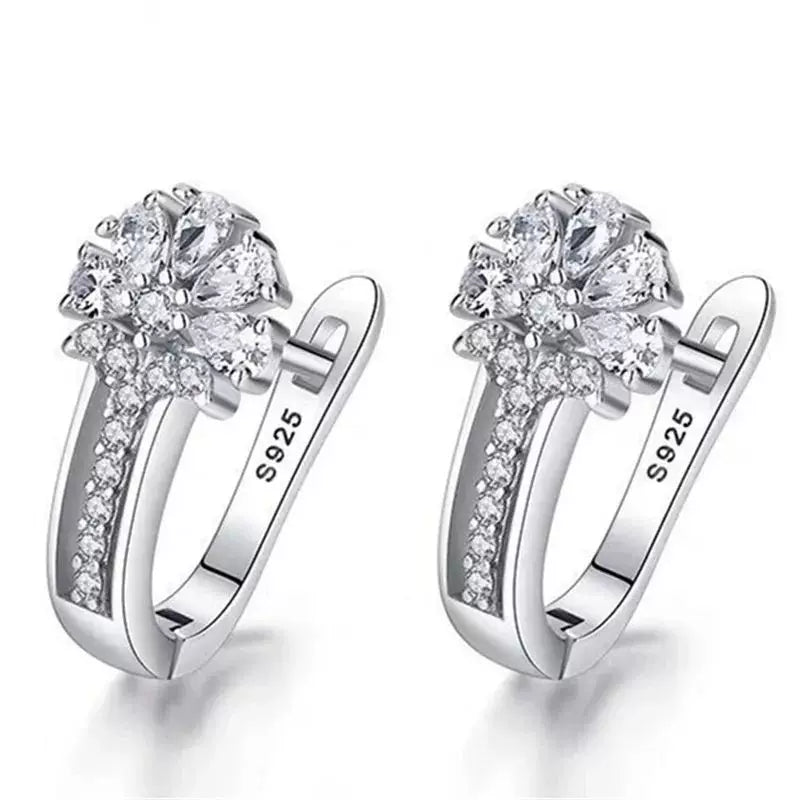 Exquisite Luxury Elegant Stud Gold Plating Sterling 925 Charm Hoop Fairy Earrings Pair